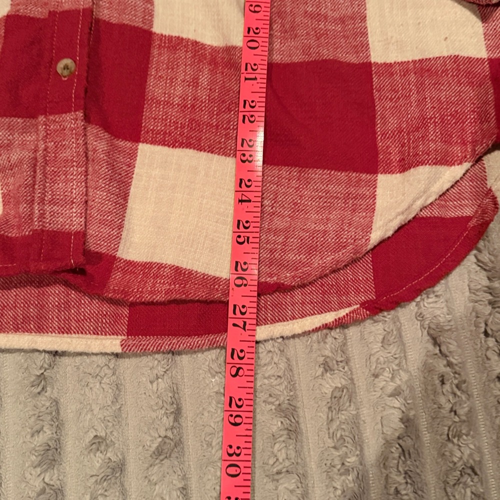 American Eagle Red Buffalo Plaid Hooded Flannel Shirt Sherpa Lined Hood Small - Picture 5 of 6